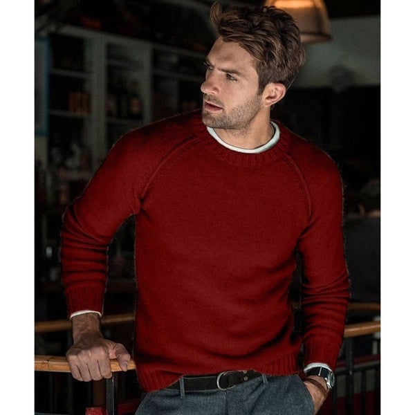 Herren-Strickpullover mit Rundhalsausschnitt