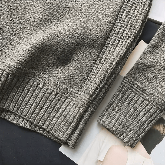 Herren-Strickpullover mit Rundhalsausschnitt und Ellenbogen-Patches