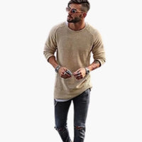 Herren-Strickpullover mit Rundhalsausschnitt und Rippbündchen