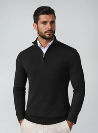 Herren-Strickpullover mit Stehkragen und Reißverschluss
