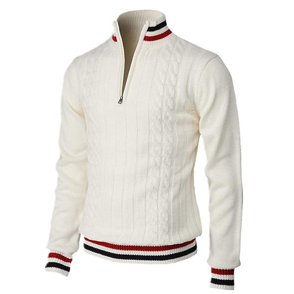 Herren-Strickpullover mit Zopfmuster und Reißverschluss