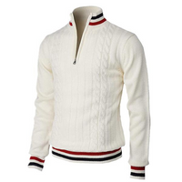 Herren-Strickpullover mit Zopfmuster und Reißverschluss