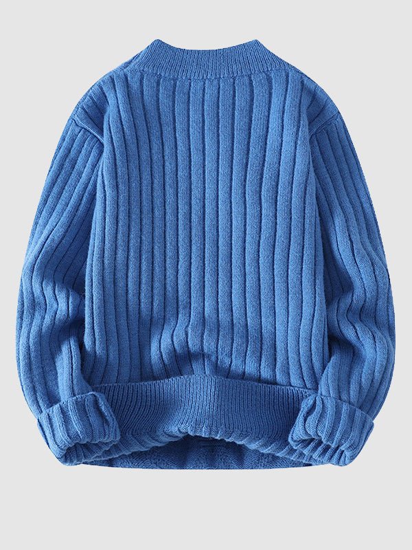 Herren-Strickpullover mit Zopfmuster und Rundhalsausschnitt