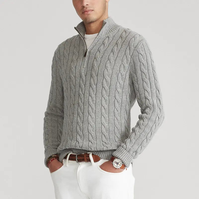 Herren-Troyer-Pullover mit Zopfmuster