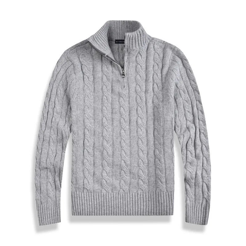 Herren-Troyer-Pullover mit Zopfmuster