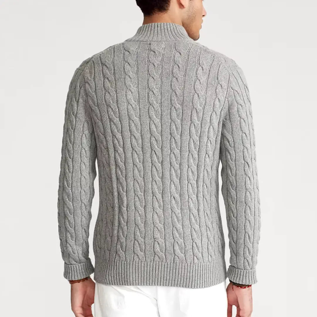Herren-Troyer-Pullover mit Zopfmuster