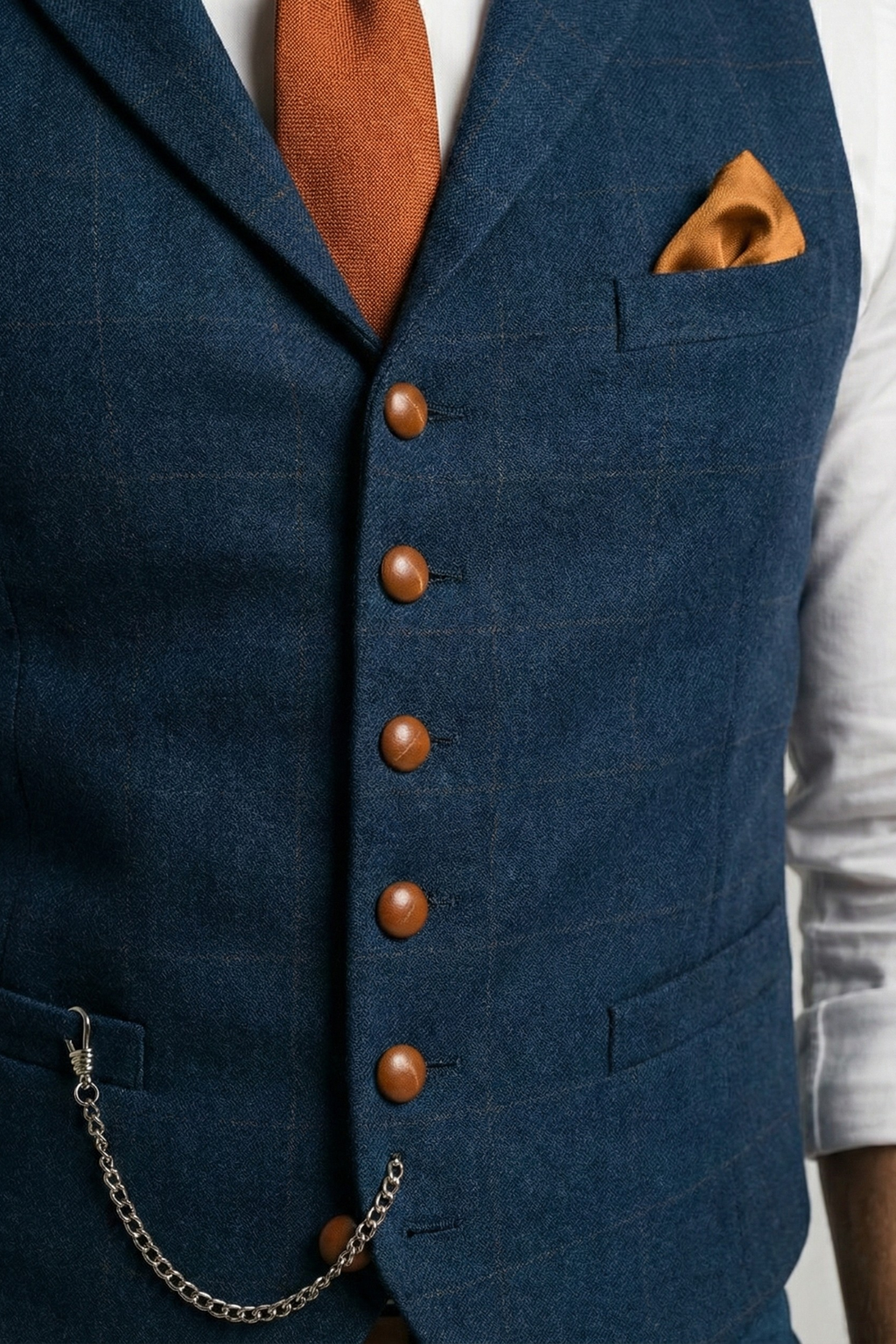 Herren-Tweed-Weste mit V-Ausschnitt