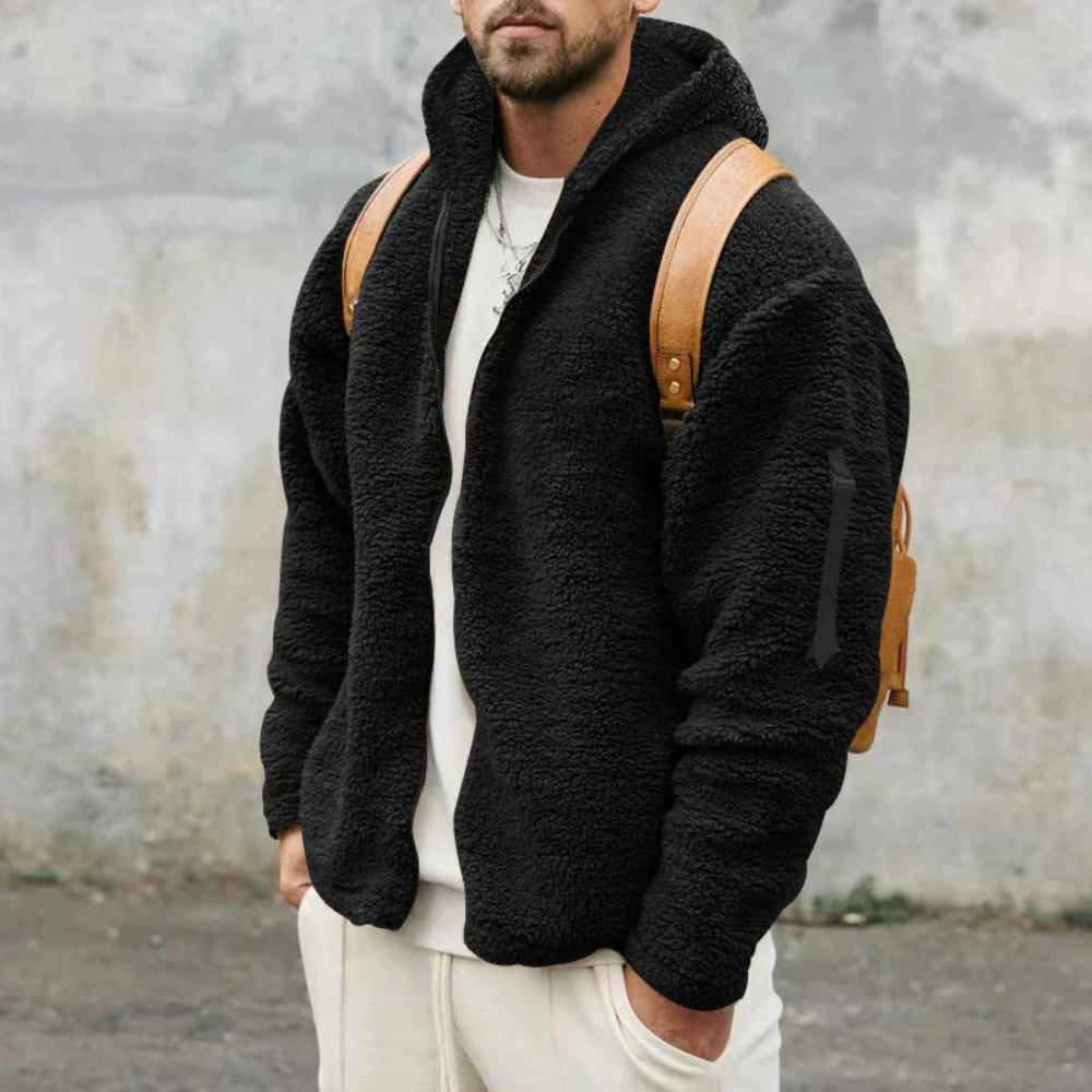 Herren-Winterfleecejacke mit Kapuze
