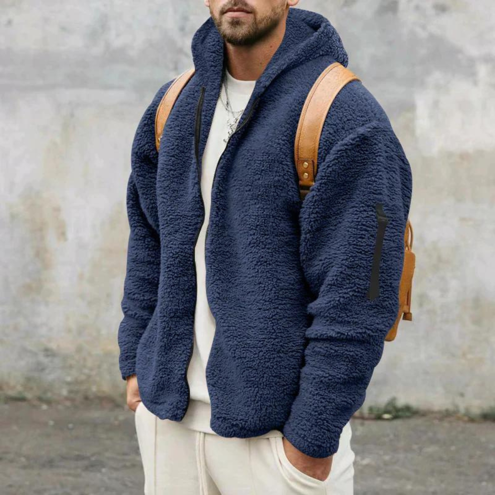 Herren-Winterfleecejacke mit Kapuze