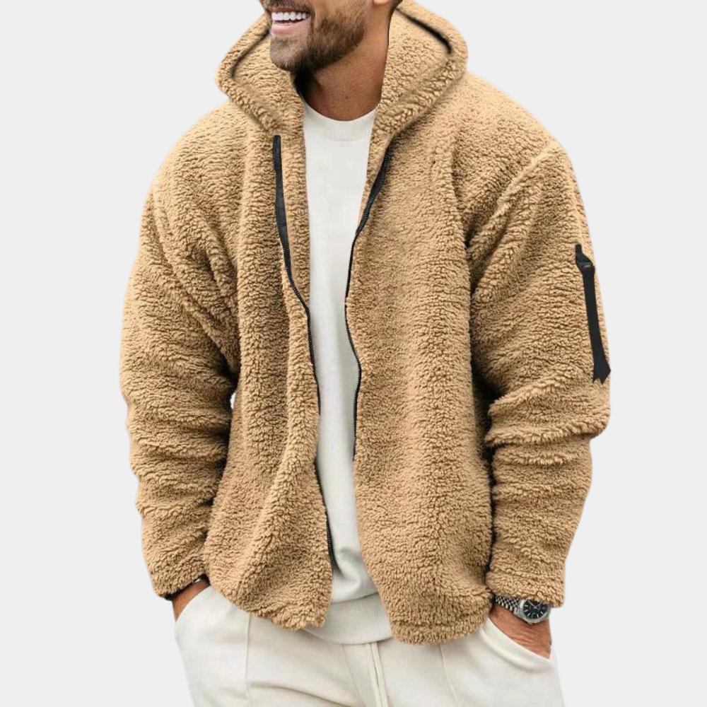 Herren-Winterfleecejacke mit Kapuze