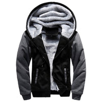 Herren-Winterfleecejacke mit Kapuze und Reißverschluss