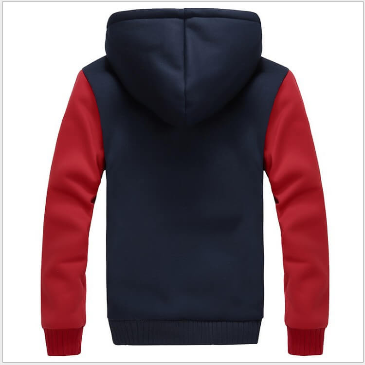 Herren-Winterfleecejacke mit Kapuze und Reißverschluss