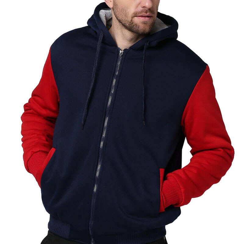 Herren-Winterfleecejacke mit Kapuze und Reißverschluss