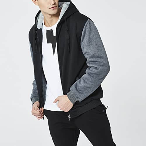 Herren-Winterfleecejacke mit Kapuze und Reißverschluss