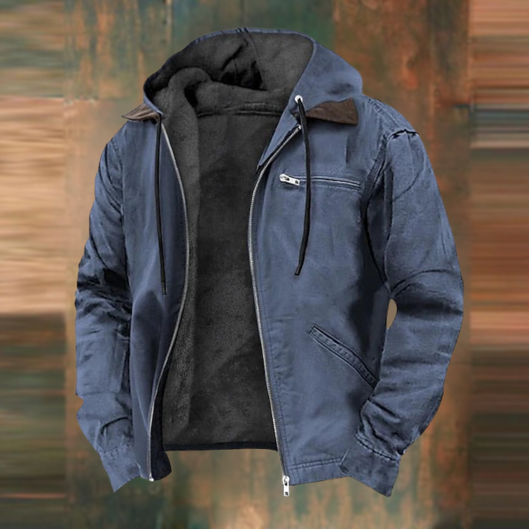 Herren-Winterjacke mit Kapuze in modernem Design aus atmungsaktivem Material