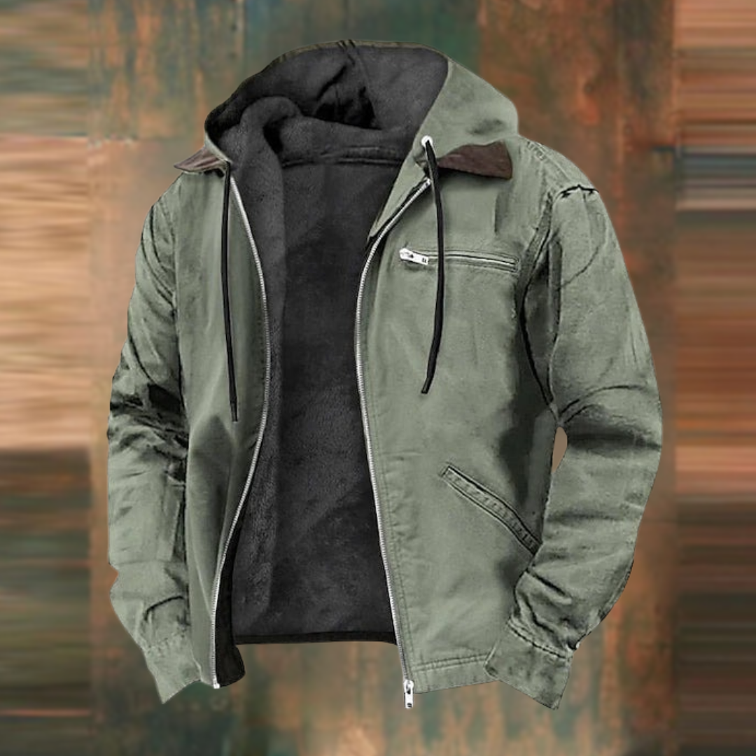 Herren-Winterjacke mit Kapuze in modernem Design aus atmungsaktivem Material