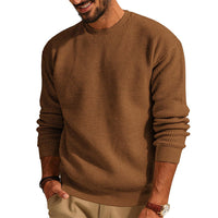 Herrenpullover mit Waffelstrick und Rundhalsausschnitt