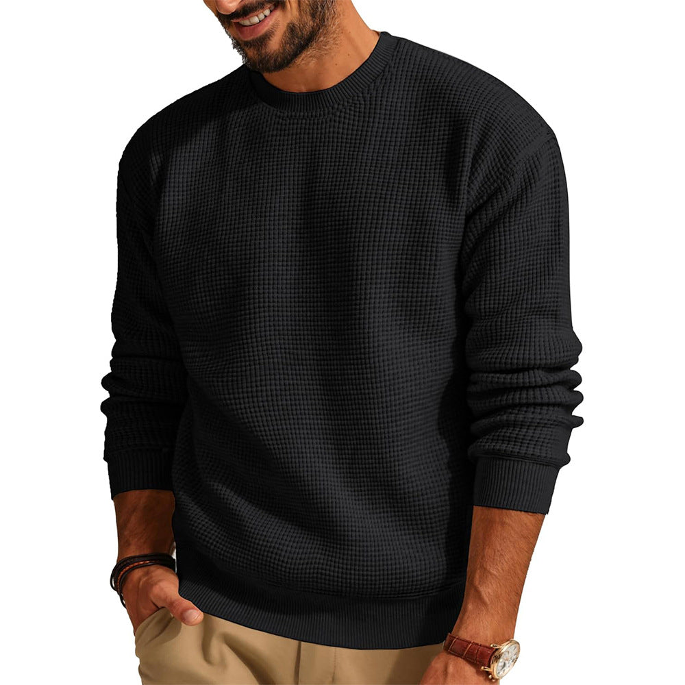 Herrenpullover mit Waffelstrick und Rundhalsausschnitt