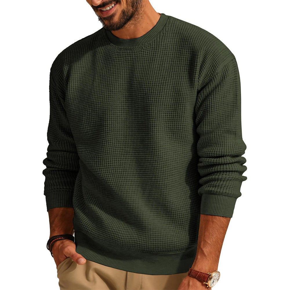 Herrenpullover mit Waffelstrick und Rundhalsausschnitt