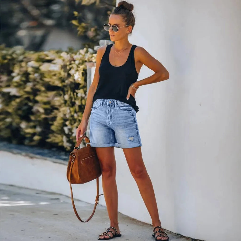 High-Waist-Denim-Shorts