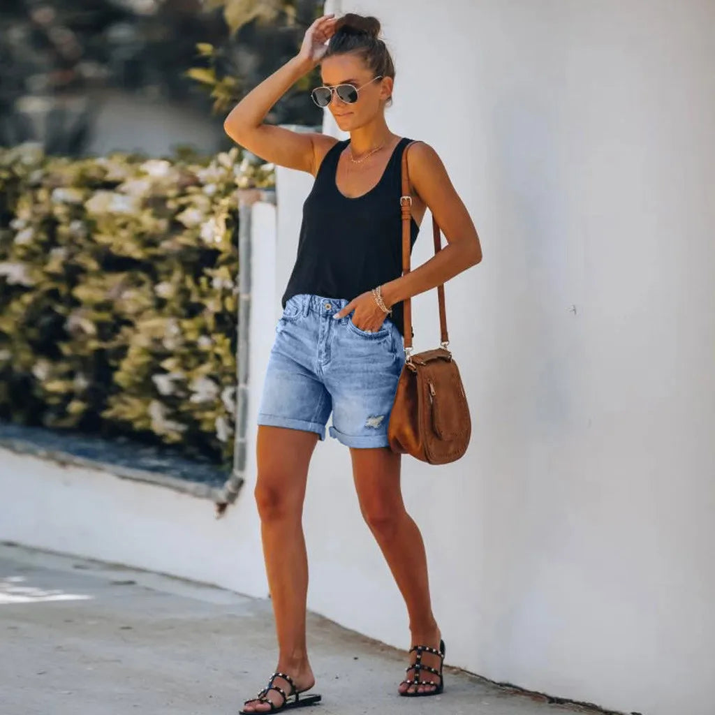 High-Waist-Denim-Shorts