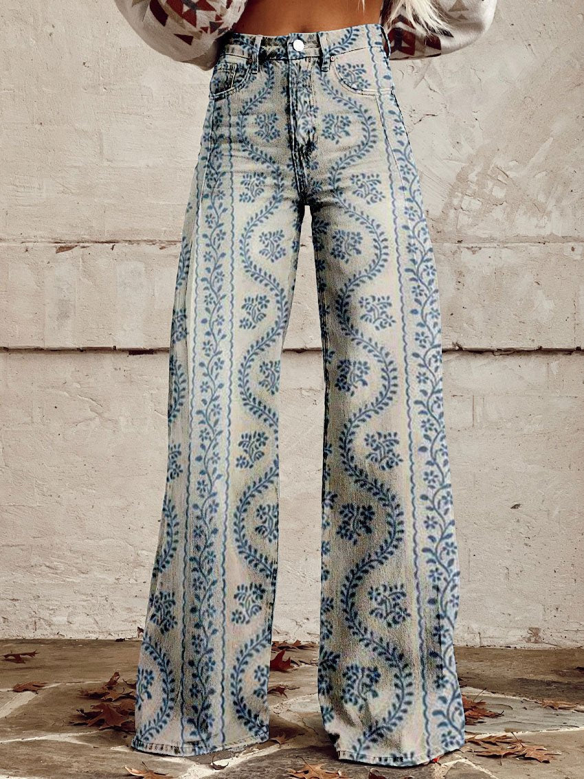 High-Waist-Jeans mit weit geschnittenem Bein für Damen