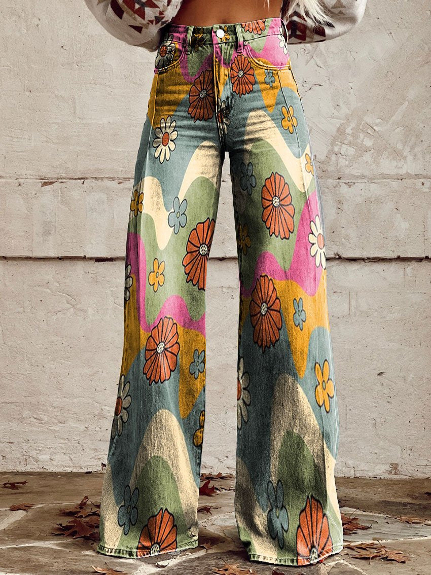 High-Waist-Jeans mit weit geschnittenem Bein für Damen