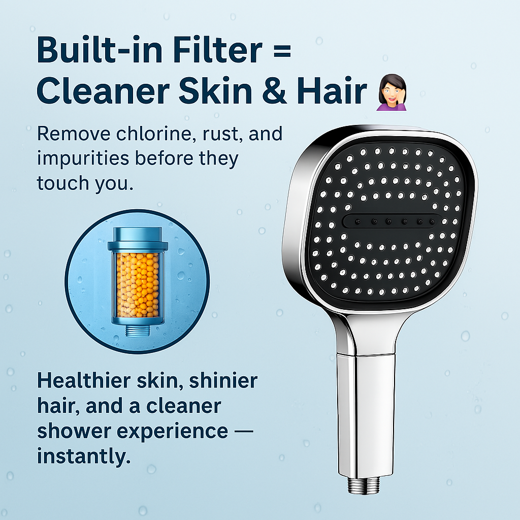 Hochdruck-Duschkopf mit Turbo-Boost-Technologie und fortschrittlicher Filtration für gesündere Haut und Haare