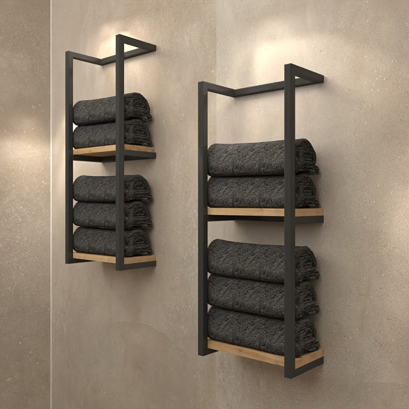Industrielles Handtuchregal mit Ablagen – Elegantes und funktionales Wandregal