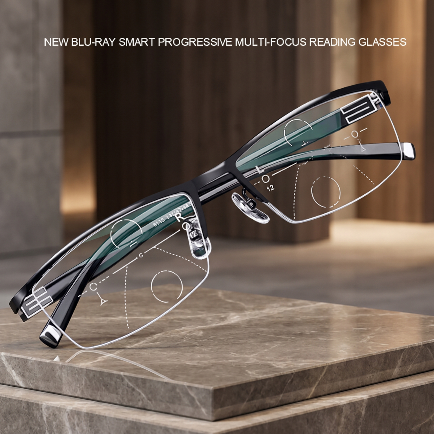 Intelligente Gleitsichtbrille | Multifokale Gleitsichtgläser mit photochromer Funktion | Verbesserte Sicht für alle Entfernungen