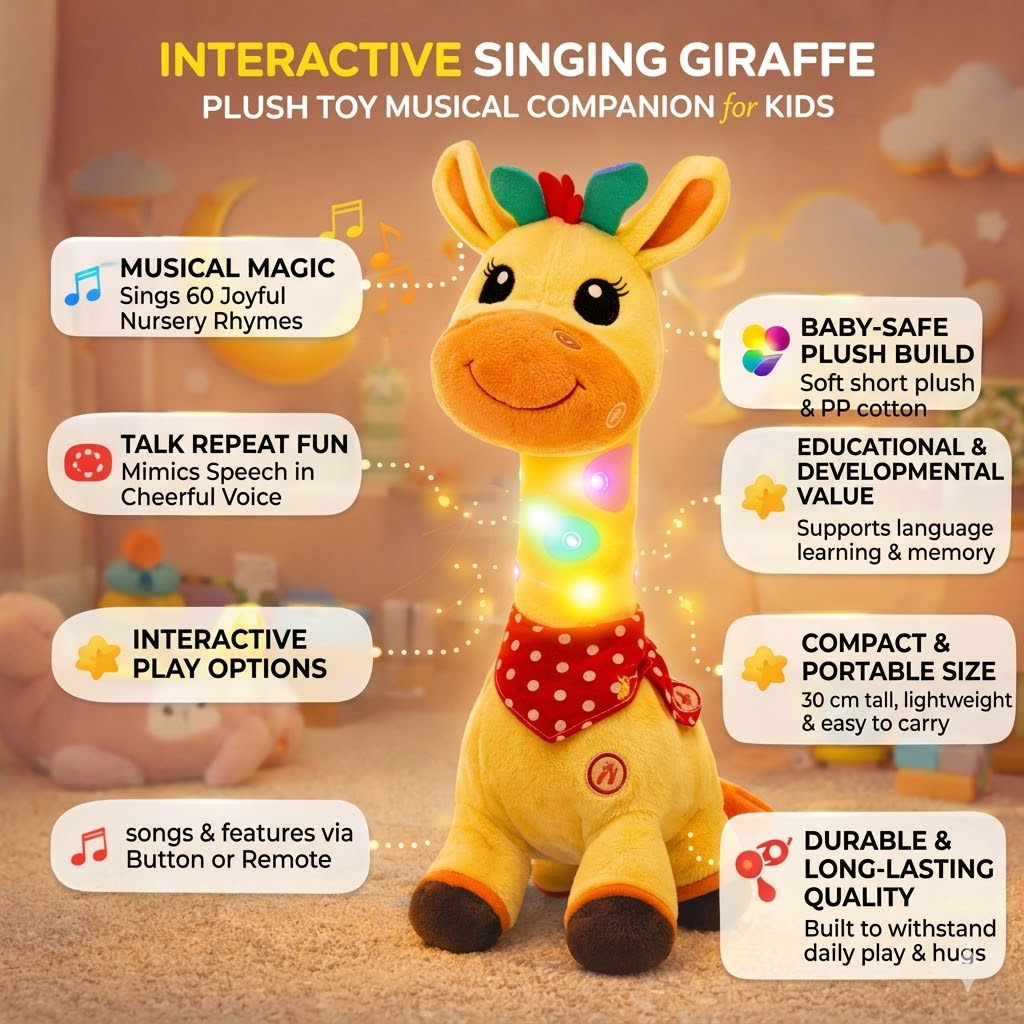 Interaktives Singendes Giraffen-Plüschtier – Musikalischer Begleiter für Kinder