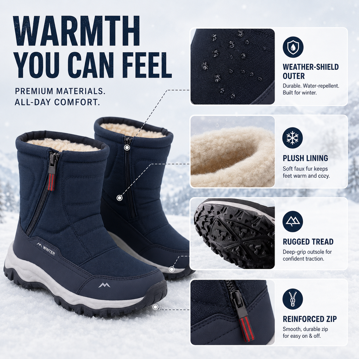 Isolierte wasserdichte Winterstiefel