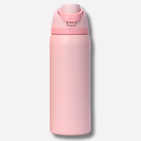 Isolierte Wasserflasche mit integriertem Strohhalm