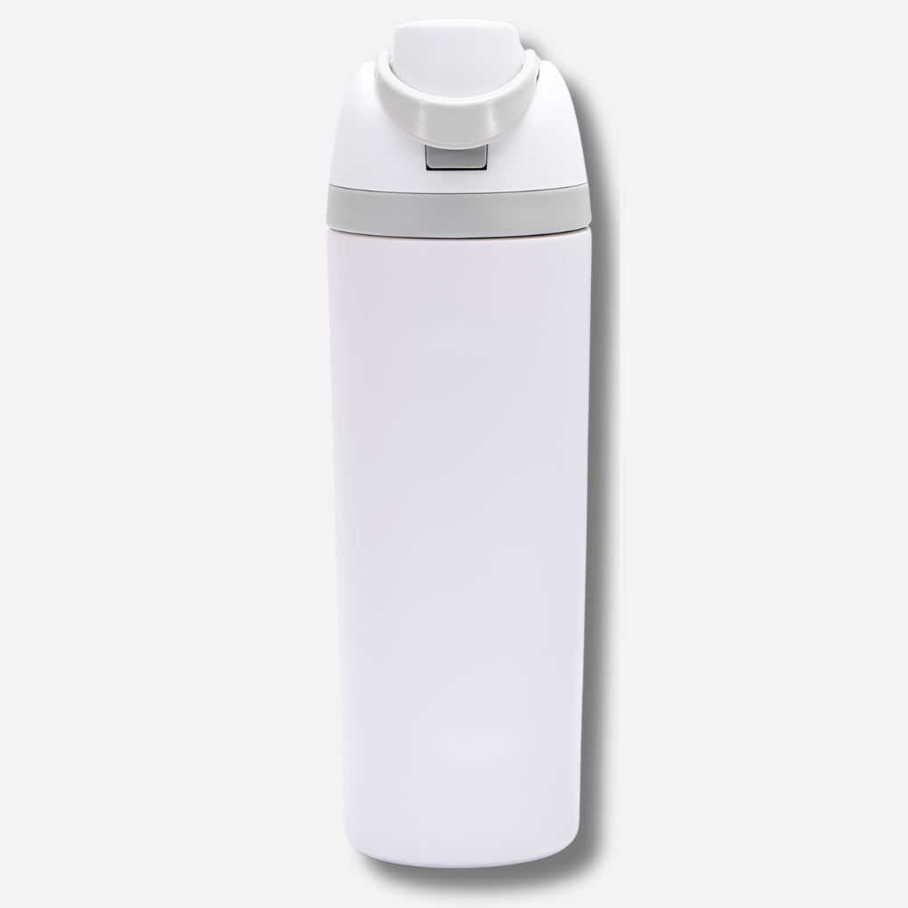 Isolierte Wasserflasche mit integriertem Strohhalm