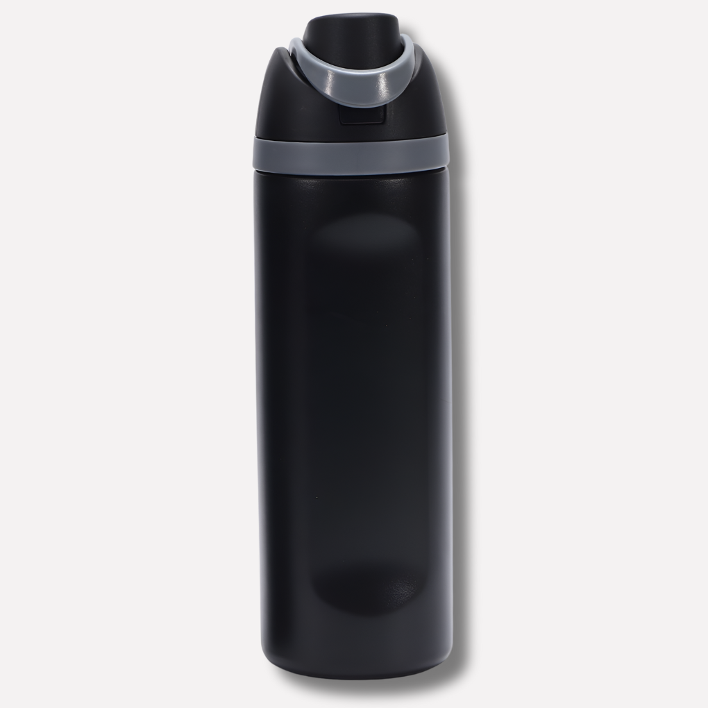 Isolierte Wasserflasche mit integriertem Strohhalm