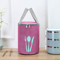 Isolierte zylindrische Lunch-Kühltasche mit Besteckfach