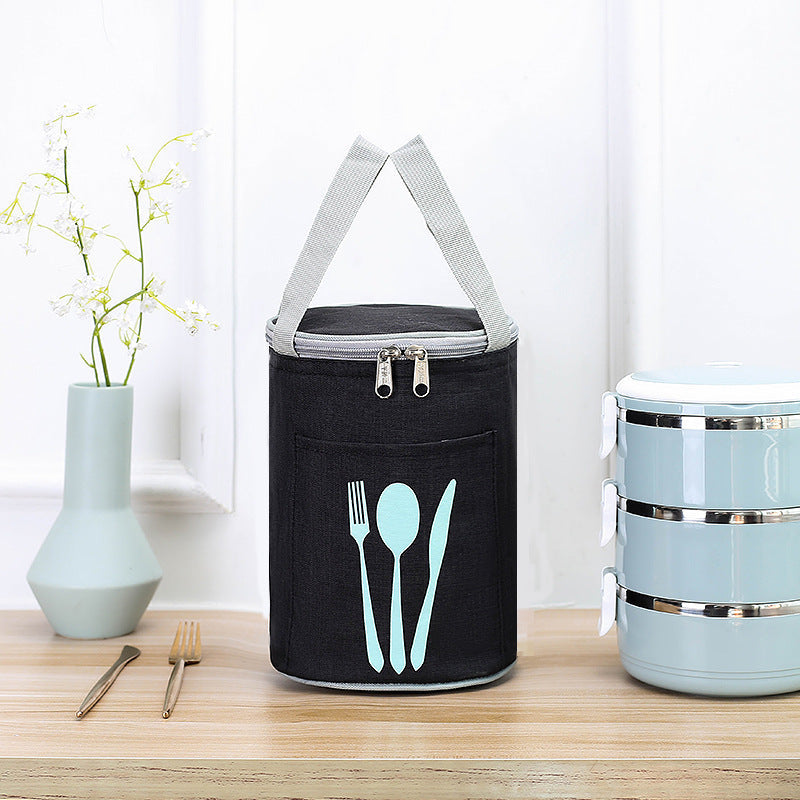 Isolierte zylindrische Lunch-Kühltasche mit Besteckfach
