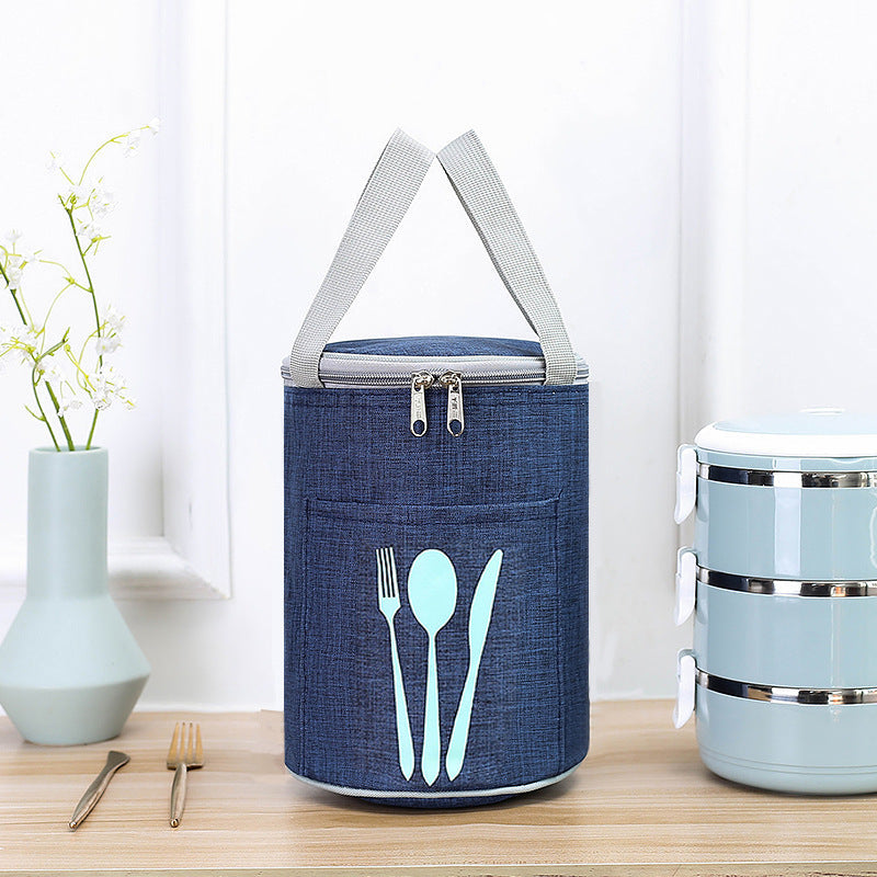 Isolierte zylindrische Lunch-Kühltasche mit Besteckfach