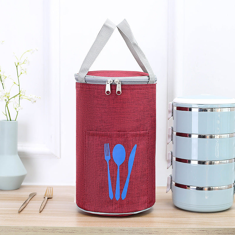 Isolierte zylindrische Lunch-Kühltasche mit Besteckfach