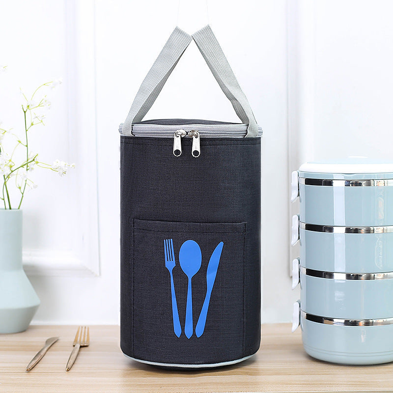 Isolierte zylindrische Lunch-Kühltasche mit Besteckfach