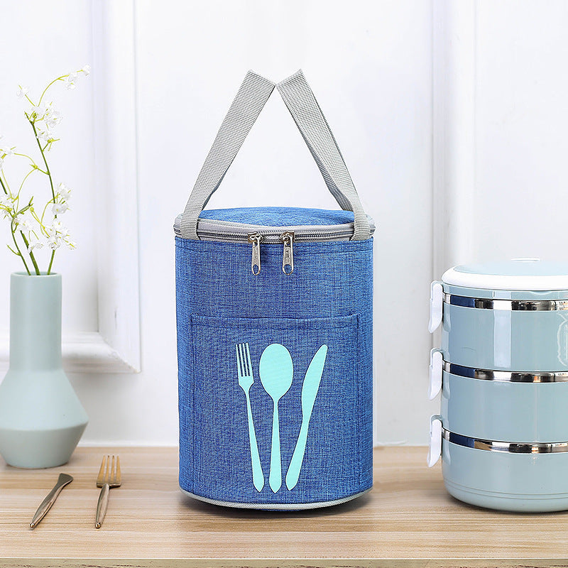 Isolierte zylindrische Lunch-Kühltasche mit Besteckfach