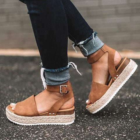 Jute-Keilsandalen für Damen - Stilvolle Plateauschuhe