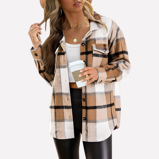 Karierte Damen-Hemdjacke