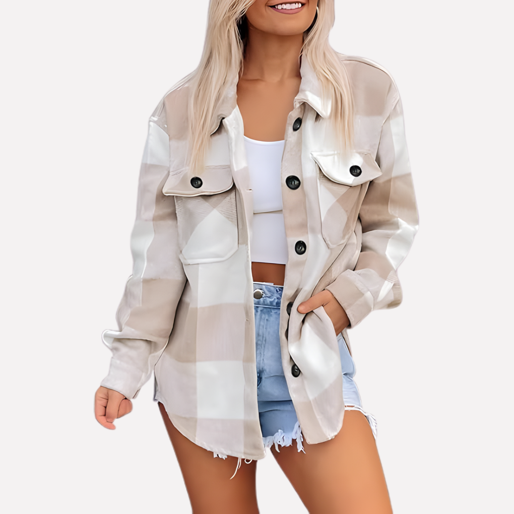 Karierte Damen-Hemdjacke