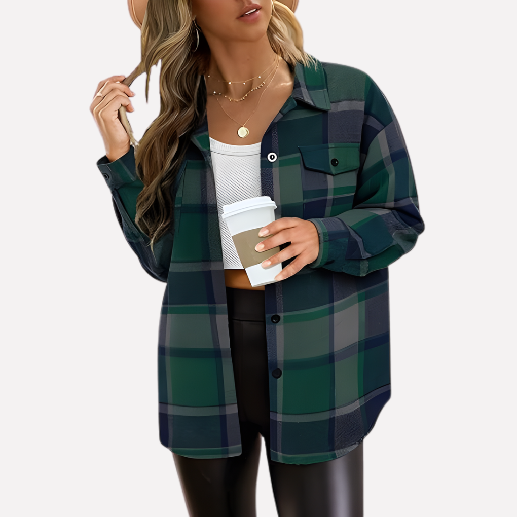 Karierte Damen-Hemdjacke