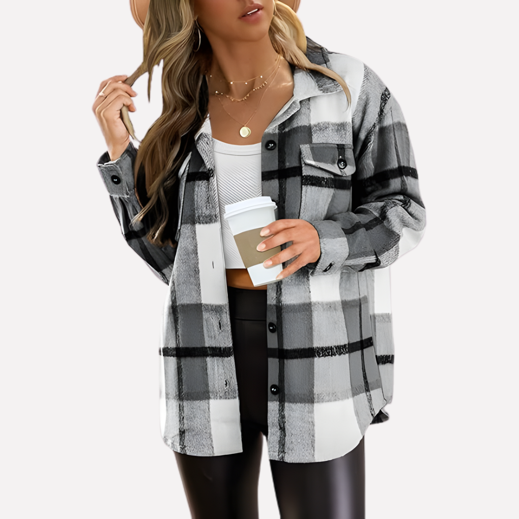 Karierte Damen-Hemdjacke