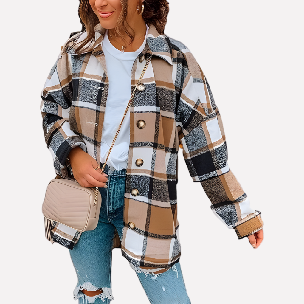 Karierte Damen-Hemdjacke