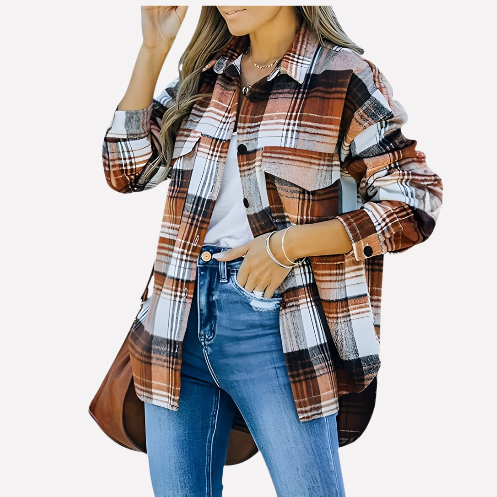 Karierte Damen-Hemdjacke