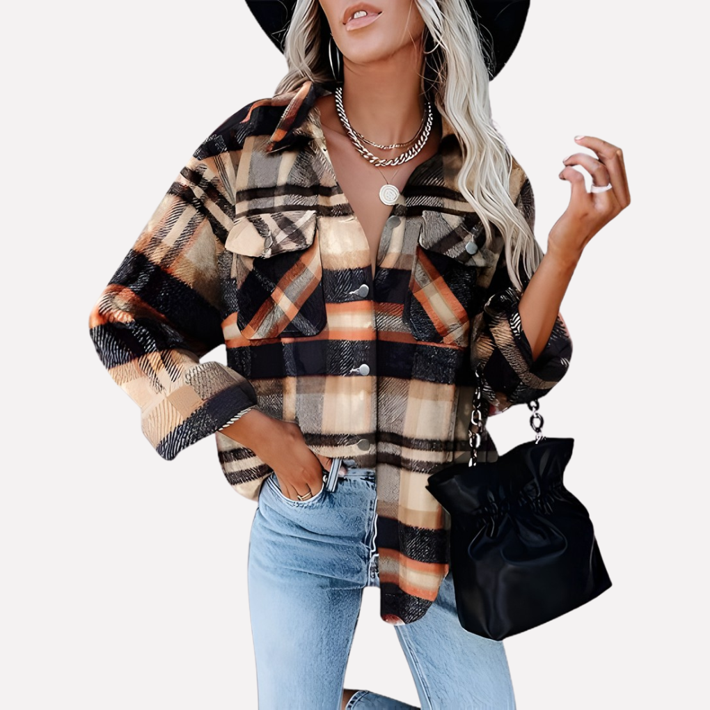Karierte Damen-Hemdjacke