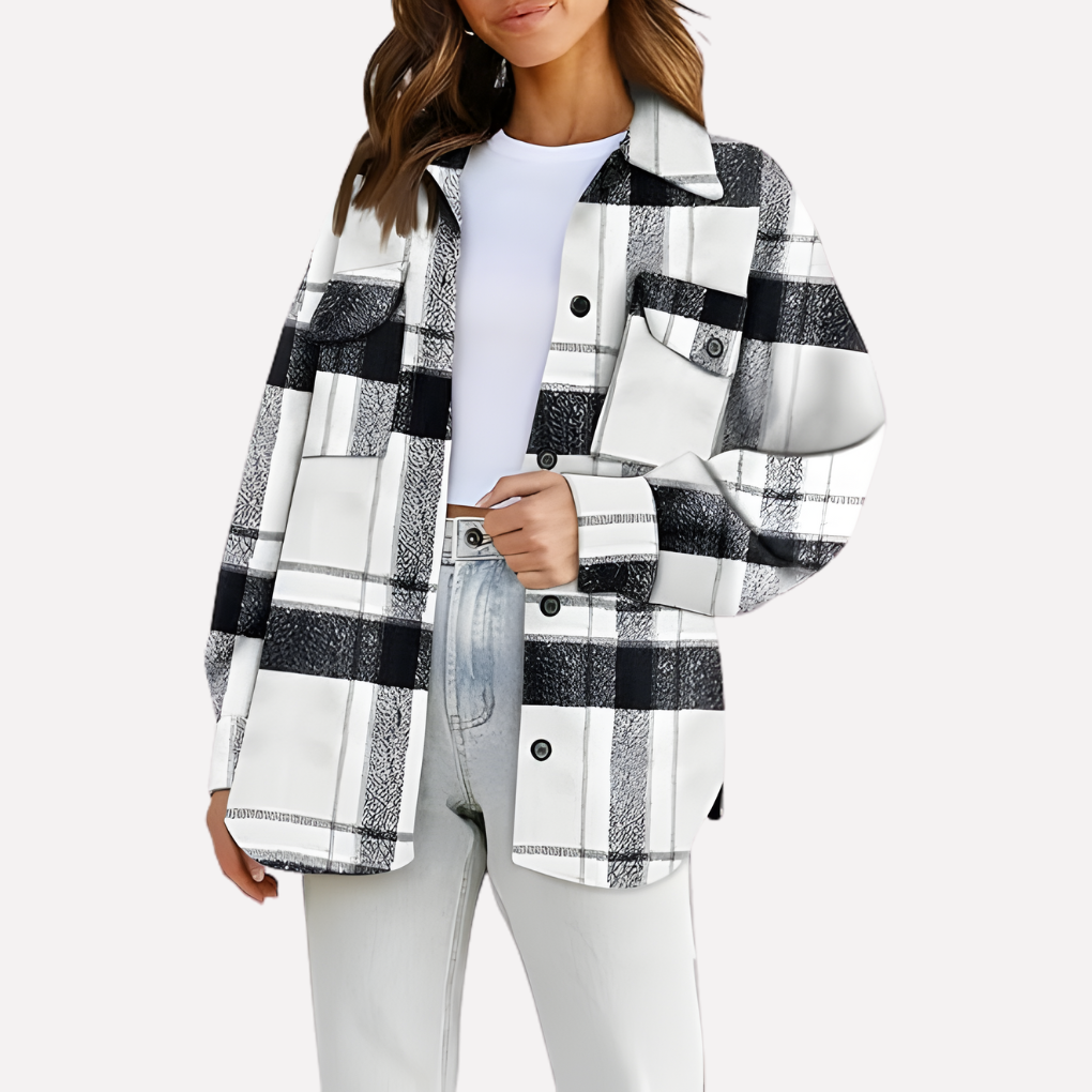 Karierte Damen-Hemdjacke